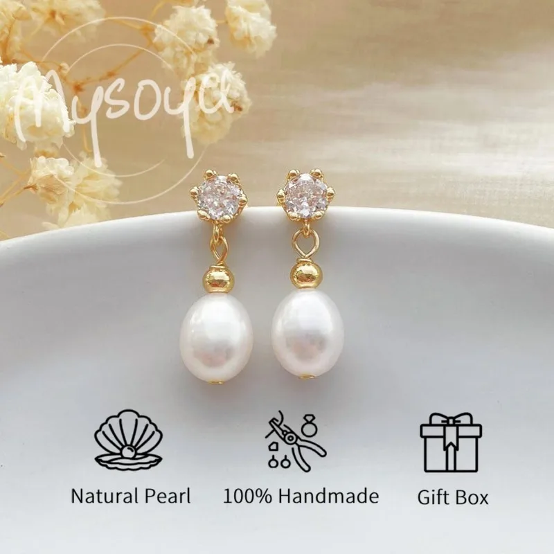Mysoya Exquisite Freshwater Pearl Earrings Minimalist Pearl Drop Earrings Bridal Earrings Wedding Jewelry Mother's Day Gift
Mysoya Exquisite Freshwater Pearl Earrings Minimalist Pearl Drop Earrings Bridal Earrings Wedding Jewelry Mother's Day Gift