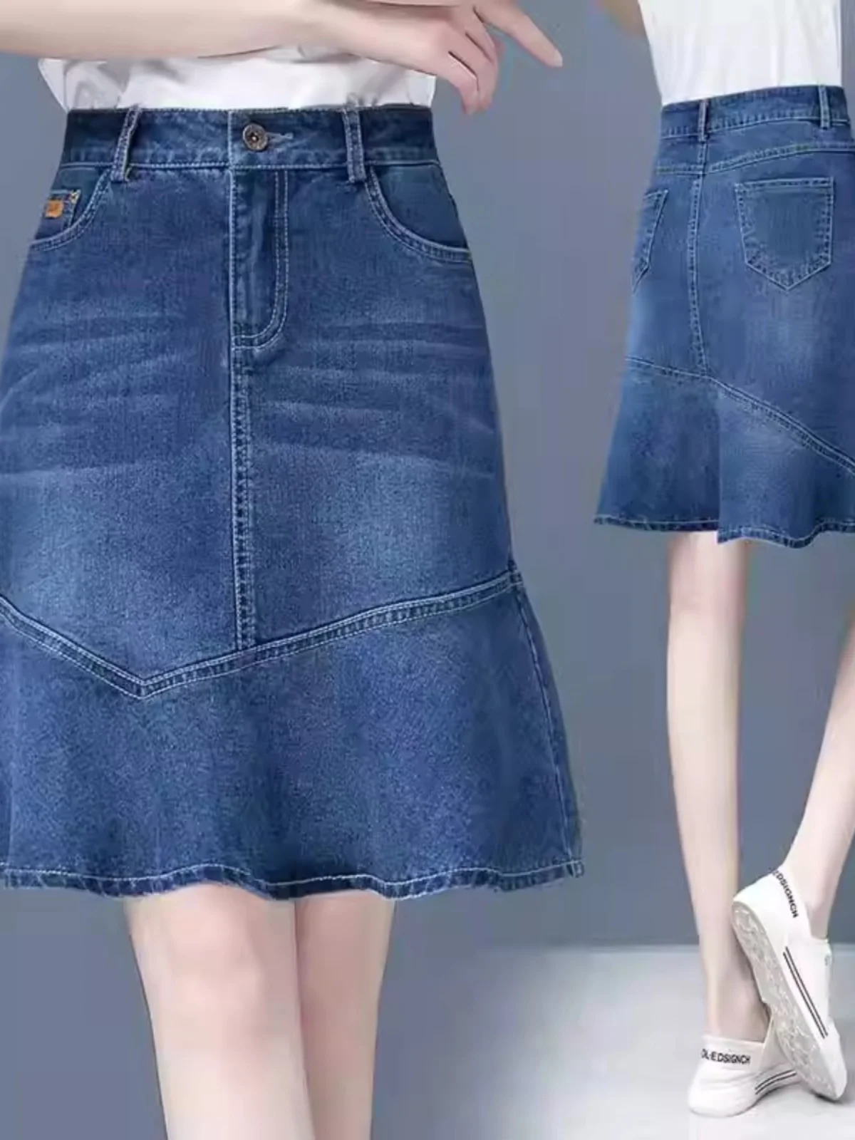 Джинсовая юбка Fi Tail с высокой талией, женская свободная тонкая юбка трапециевидной формы средней длины, весна-лето, новое поступление
Джинсовая юбка Fi Tail с высокой талией, женская свободная тонкая юбка трапециевидной формы средней длины, весна-лето, новое поступление