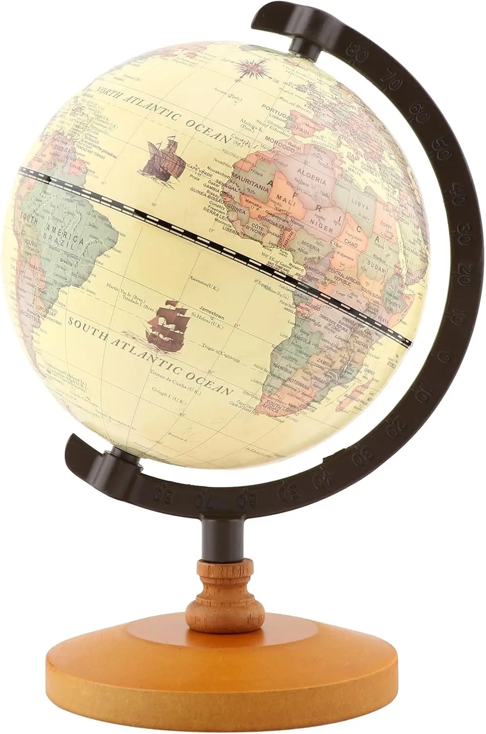Антикварный глобус 5,5 дюймов с деревянной подставкой, вращающийся глобус для изучения географии, настольное украшение для школы, дома, офиса
Антикварный глобус 5,5 дюймов с деревянной подставкой, вращающийся глобус для изучения географии, настольное украшение для школы, дома, офиса