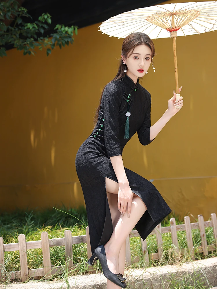 Ele Bla Dr Long Sve Lace National Sle Slim Fit Daily Wear Autumn Winter New Arrival High End Chinese ...
Ele Bla Dr Long Sve Lace National Sle Slim Fit Daily Wear Autumn Winter New Arrival High End Chinese ...