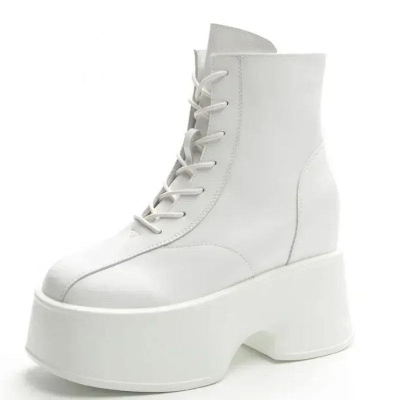 Женская обувь с высоким берцем 11 см, белые ботинки на платформе из натуральной кожи, ботинки на танкетке со скрытым каблуком и молнией, весна-осень-весна, кроссовки на массивном каблуке 
Женская обувь с высоким берцем 11 см, белые ботинки на платформе из натуральной кожи, ботинки на танкетке со скрытым каблуком и молнией, весна-осень-весна, кроссовки на массивном каблуке