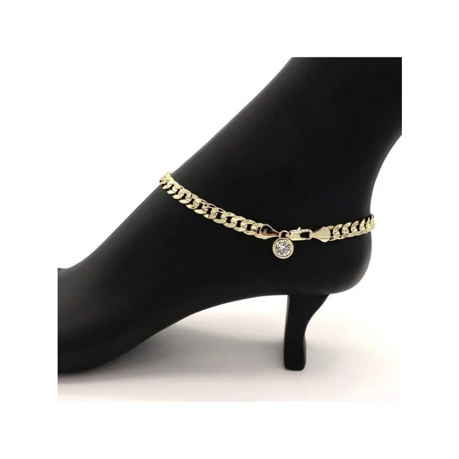 6MM Concave Cuban Chain Anklet CZ Stone Ankle Bracelet 14K Gold Plated
6MM Concave Cuban Chain Anklet CZ Stone Ankle Bracelet 14K Gold Plated