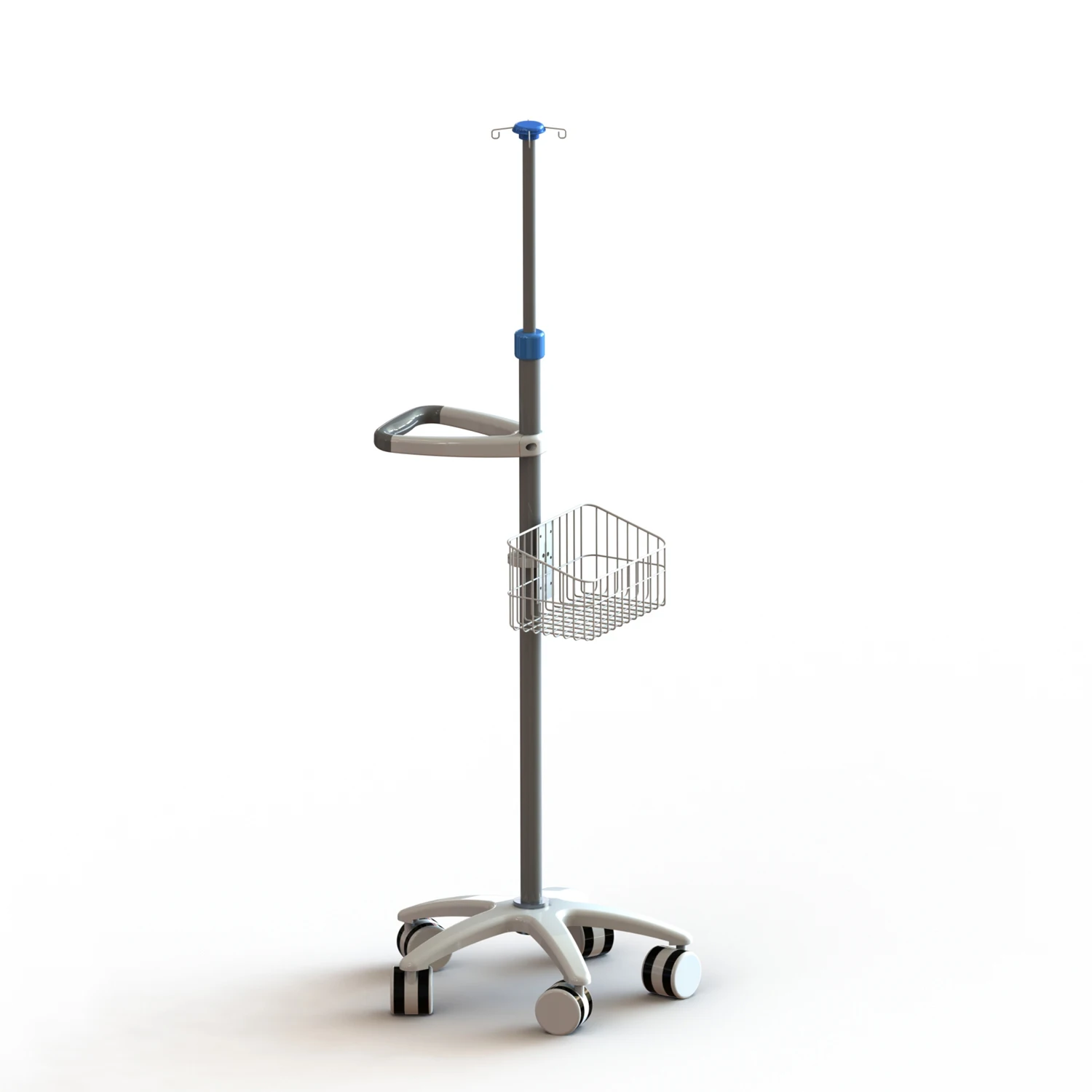 Medical Aluminum alloy five-star base stainless steel height-adjustable trolley cart with basket.
Medical Aluminum alloy five-star base stainless steel height-adjustable trolley cart with basket.