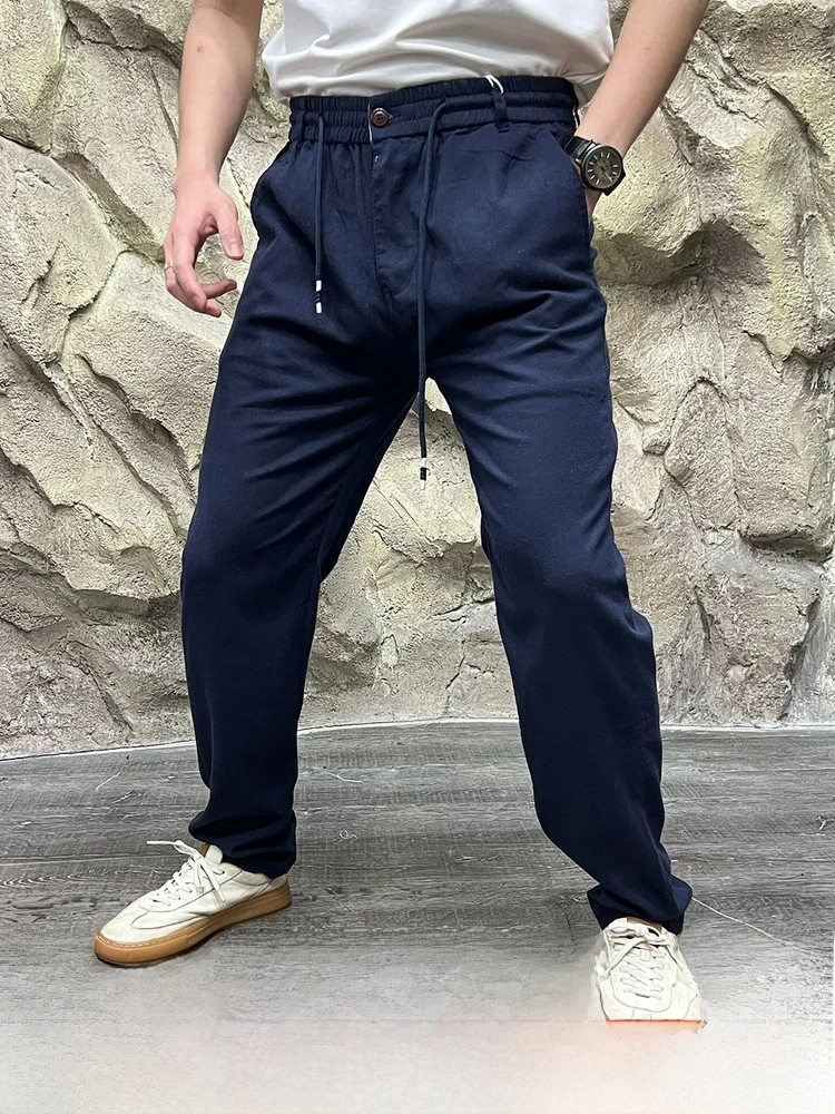 Мужские летние прямые повседневные брюки из смеси льна, дышащие, цветные, универсальные, удобные, свободные, на молнии, со средней талией
Мужские летние прямые повседневные брюки из смеси льна, дышащие, цветные, универсальные, удобные, свободные, на молнии, со средней талией