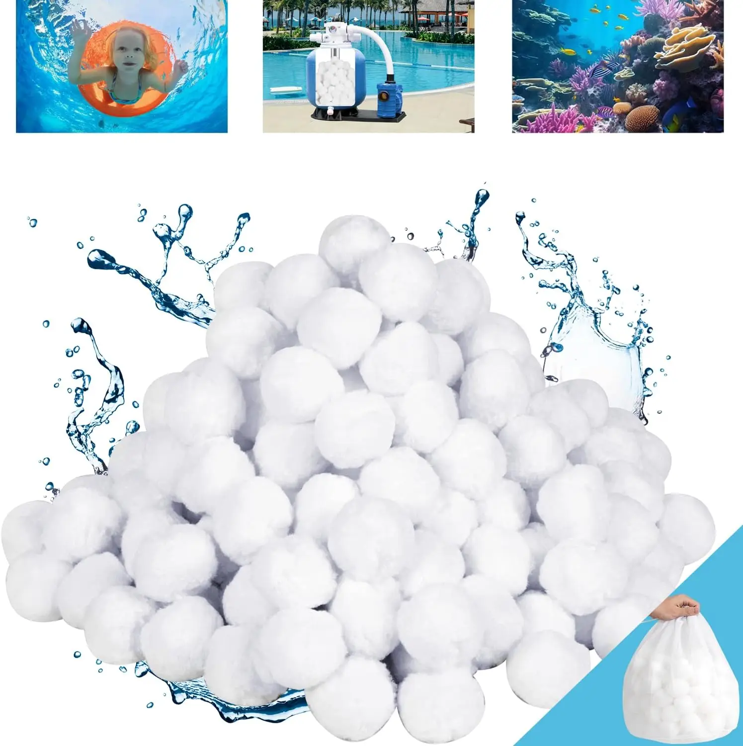 4.6 lbs Reusable Pool Filter Balls for Sand Filter Pump, Replace 150 lbs Sand, Lasts Several Seasons
4.6 lbs Reusable Pool Filter Balls for Sand Filter Pump, Replace 150 lbs Sand, Lasts Several Seasons