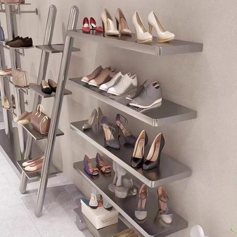 Стеллаж для обуви и сумок из нержавеющей стали, коммерческая витрина, органайзер для экономии пространства, выставочный стеллаж для одежды
Стеллаж для обуви и сумок из нержавеющей стали, коммерческая витрина, органайзер для экономии пространства, выставочный стеллаж для одежды