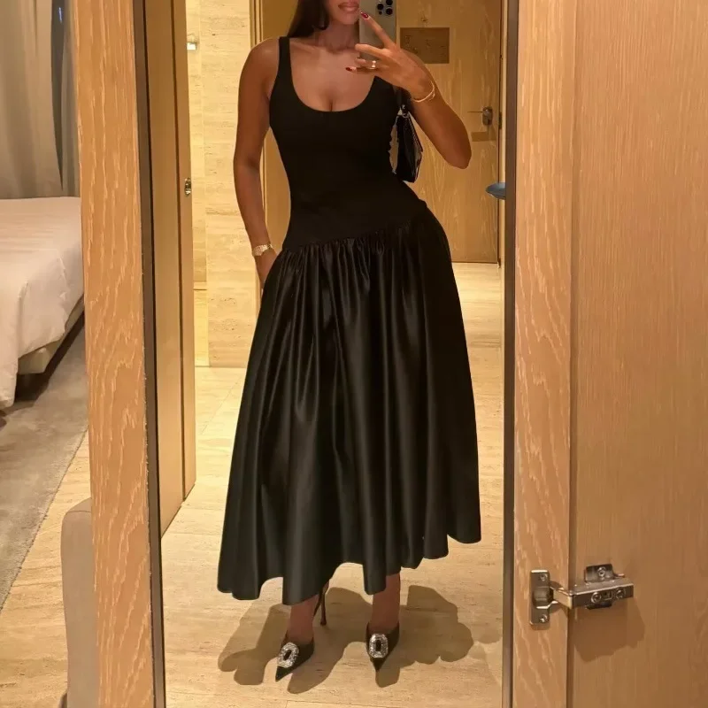 Summer Vintage Casual Chic Women Dress Black Solid Patchwork Sleeveless Low-neck Long Straight Vestidos New Fashion 2024 Dress
Summer Vintage Casual Chic Women Dress Black Solid Patchwork Sleeveless Low-neck Long Straight Vestidos New Fashion 2024 Dress