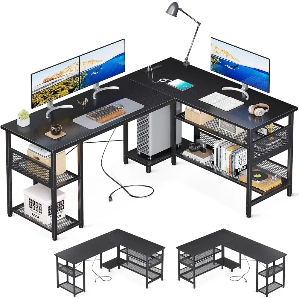 For 66" L Shaped Desk with Power Outlet and USB Charging Ports, Reversible L Shaped Computer Desk with Storage Shelves
For 66" L Shaped Desk with Power Outlet and USB Charging Ports, Reversible L Shaped Computer Desk with Storage Shelves