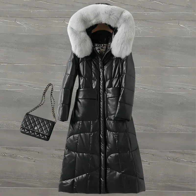 Длинная кожаная куртка-пуховик женская, приталенная, с капюшоном и воротником из меха лисы, новая зимняя, однотонная, на утином пуху
Длинная кожаная куртка-пуховик женская, приталенная, с капюшоном и воротником из меха лисы, новая зимняя, однотонная, на утином пуху