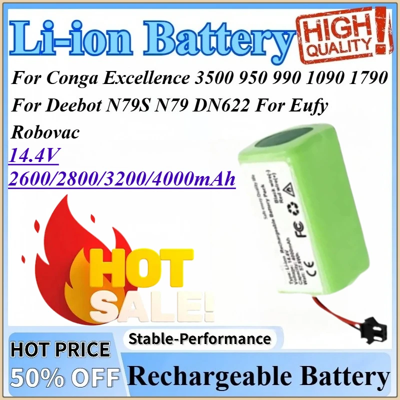 14.4V Vacuum Cleaning Robot Battery For Conga Excellence 3500 990 950 1790 1090 For Deebot DN622 N79 N79S For Eufy Robovac
14.4V Vacuum Cleaning Robot Battery For Conga Excellence 3500 990 950 1790 1090 For Deebot DN622 N79 N79S For Eufy Robovac