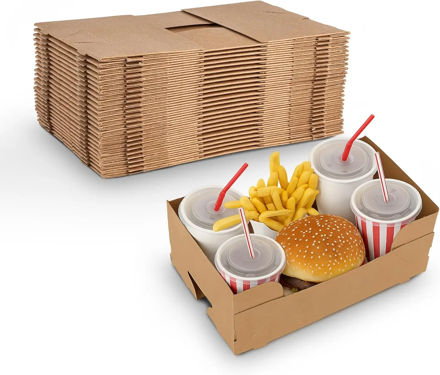 Disposable Snack Trays with Cup Holders - 25 Pack Pop-Up Paperboard Carrier Caddy for Movie Night, Parties, Stadiums & Drive-Ins
Disposable Snack Trays with Cup Holders - 25 Pack Pop-Up Paperboard Carrier Caddy for Movie Night, Parties, Stadiums & Drive-Ins