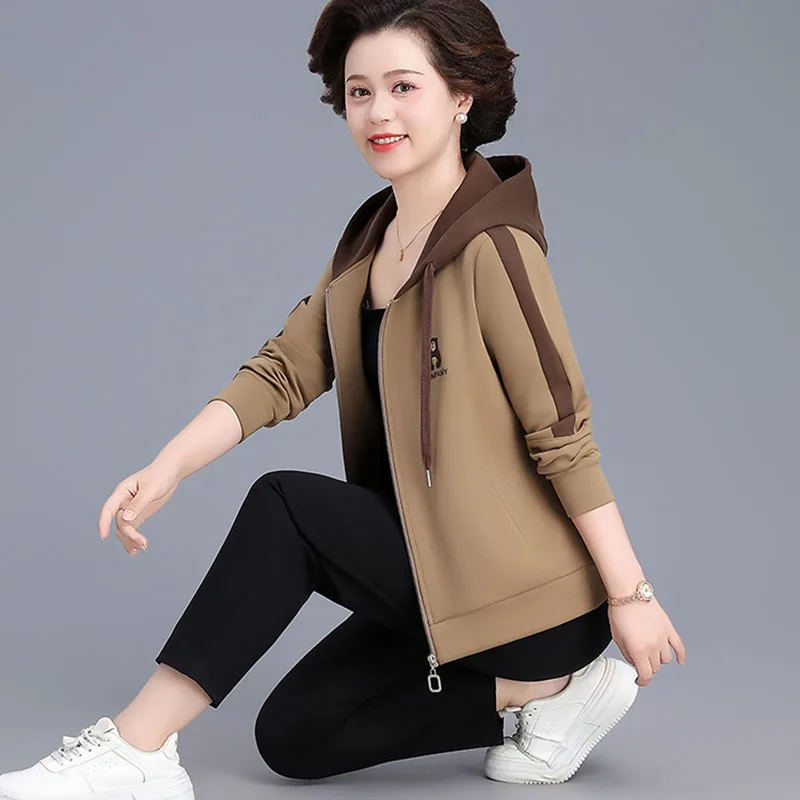 Casual Hooded Open Cardigan Loose ort Sweatirt Sportswear for Middle-Aged Mothers Sli Spring Autumn Women's Jaet
Casual Hooded Open Cardigan Loose ort Sweatirt Sportswear for Middle-Aged Mothers Sli Spring Autumn Women's Jaet