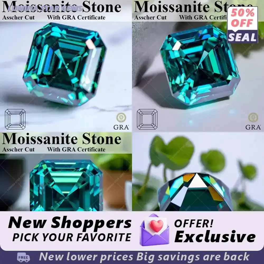 Lab Grown Sapphire Emerald Green Natural Color Asscher Cut Loose Gemstone with Certificate for L-Moissanite Stone for DIY
Lab Grown Sapphire Emerald Green Natural Color Asscher Cut Loose Gemstone with Certificate for L-Moissanite Stone for DIY