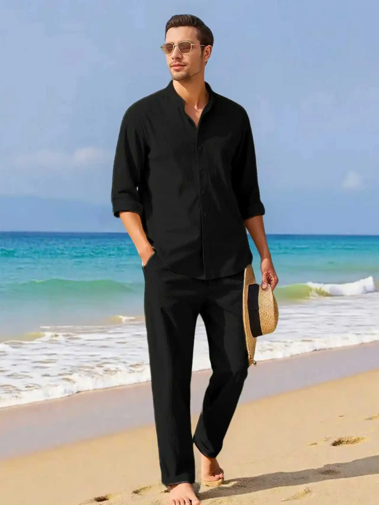 Мужской модный комплект рубашек, осень 2023, новый черный нано-полосатый узор, натуральный вертикальный против морщин, подходит для различных случаев
Мужской модный комплект рубашек, осень 2023, новый черный нано-полосатый узор, натуральный вертикальный против морщин, подходит для различных случаев