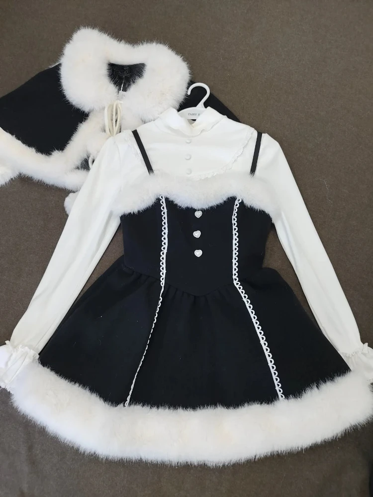 Winter Japanese Sweet Lolita 3 Piece Set Women Rabbit Ears Cape + Slim Tops + Fluffy Skirt New Fashion Retro Christmas Suit 2025
Winter Japanese Sweet Lolita 3 Piece Set Women Rabbit Ears Cape + Slim Tops + Fluffy Skirt New Fashion Retro Christmas Suit 2025