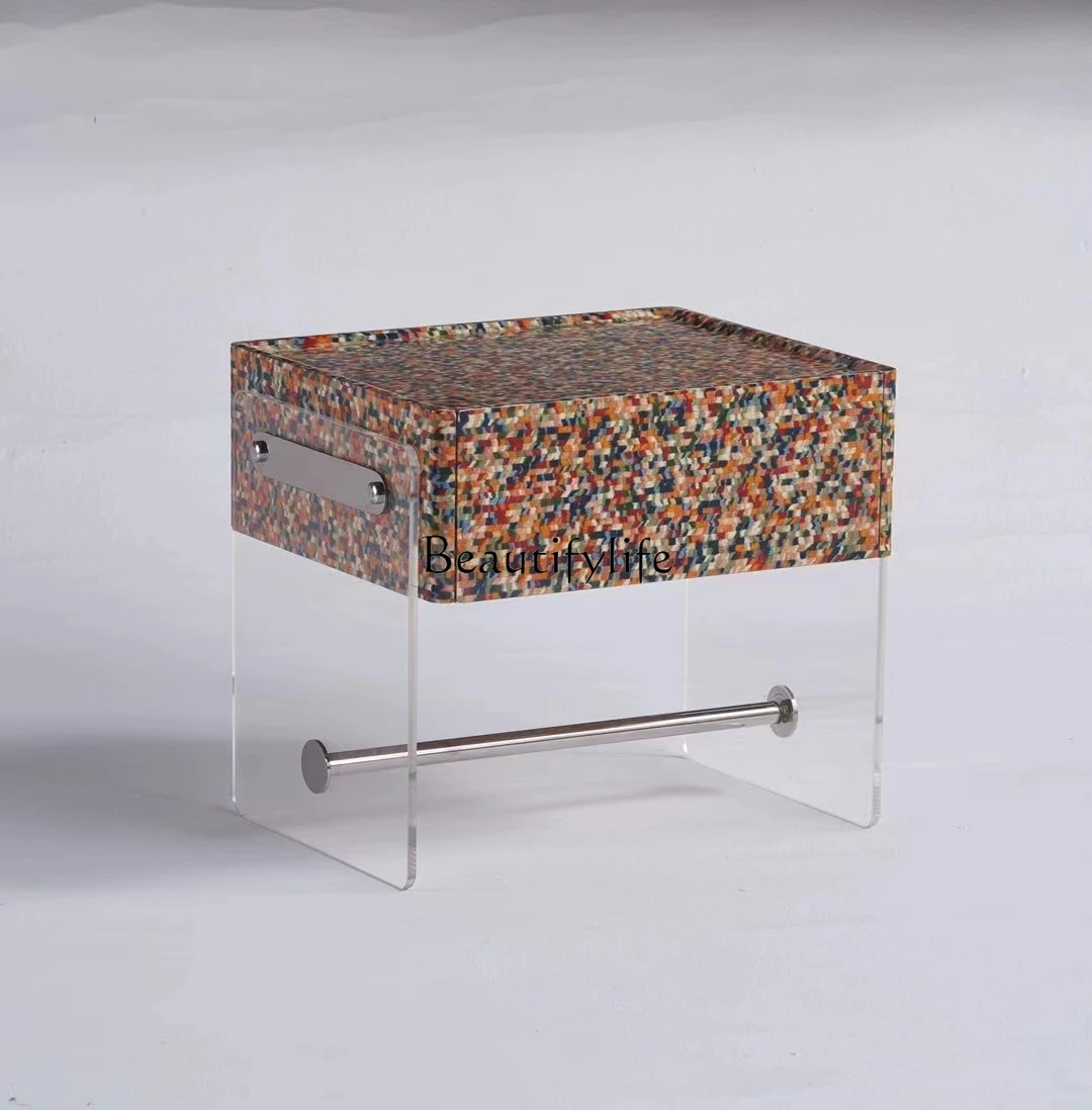 *Bedside table light luxury simple modern high-end artistic acrylic storage creative bedside cabinet
*Bedside table light luxury simple modern high-end artistic acrylic storage creative bedside cabinet