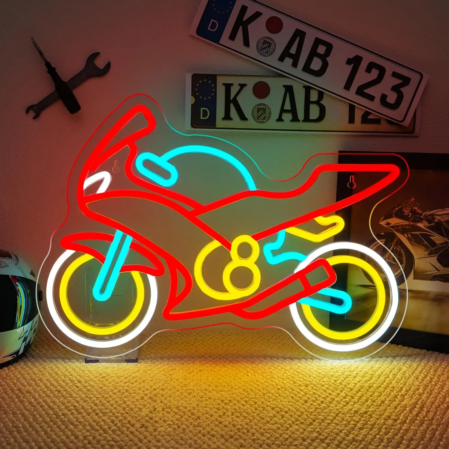  Motorcycle Neon Sign USB Powered LED Light for Garage Racing Theme Party Bar Gaming Room Kids Room Bedroom Decoration Gift
Motorcycle Neon Sign USB Powered LED Light for Garage Racing Theme Party Bar Gaming Room Kids Room Bedroom Decoration Gift