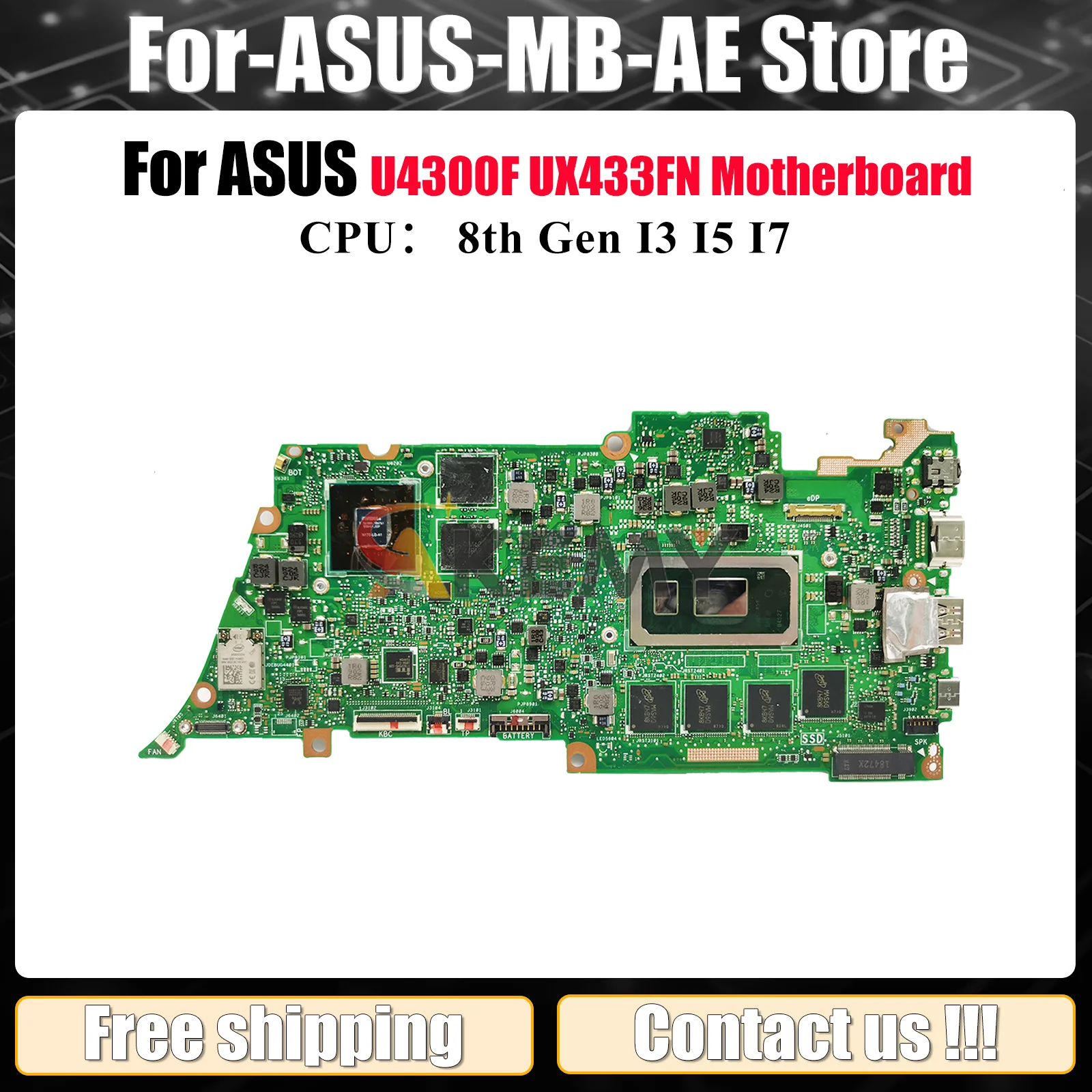 Материнская плата UX433FN для ноутбука ASUS ZenBook UX433F UX433FN U4300F, материнская плата для ноутбука с процессором I3 I5 I7, 100% тестирование, ОК, быстрая доставка
Материнская плата UX433FN для ноутбука ASUS ZenBook UX433F UX433FN U4300F, материнская плата для ноутбука с процессором I3 I5 I7, 100% тестирование, ОК, быстрая доставка