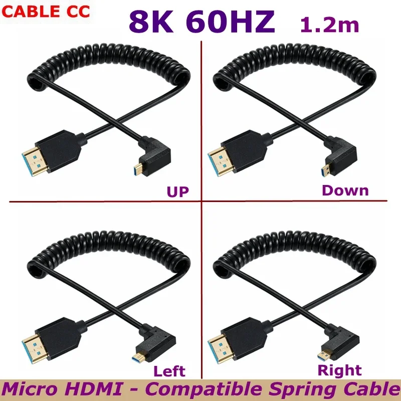 1.2m HD 8k@60hz 90 Degree Angle Micro HDMI-Compatible to HDMI-Compatible Coiled Cable HDTV-2.1 For Computer TV Digital Camera
1.2m HD 8k@60hz 90 Degree Angle Micro HDMI-Compatible to HDMI-Compatible Coiled Cable HDTV-2.1 For Computer TV Digital Camera