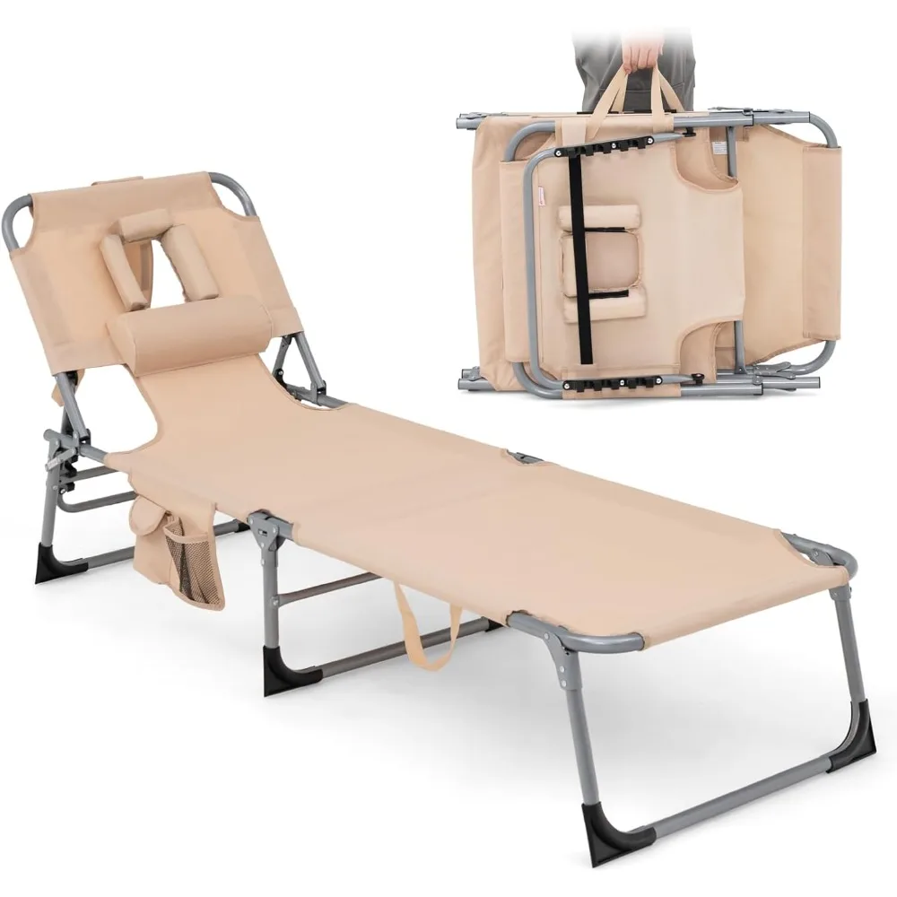 Tanning Chair, Folding Adjustable Patio Lounge Chair with Face Hole, Removable Pillow, 330LBS, Carry Strap, Outdoor Sunbathing
Tanning Chair, Folding Adjustable Patio Lounge Chair with Face Hole, Removable Pillow, 330LBS, Carry Strap, Outdoor Sunbathing