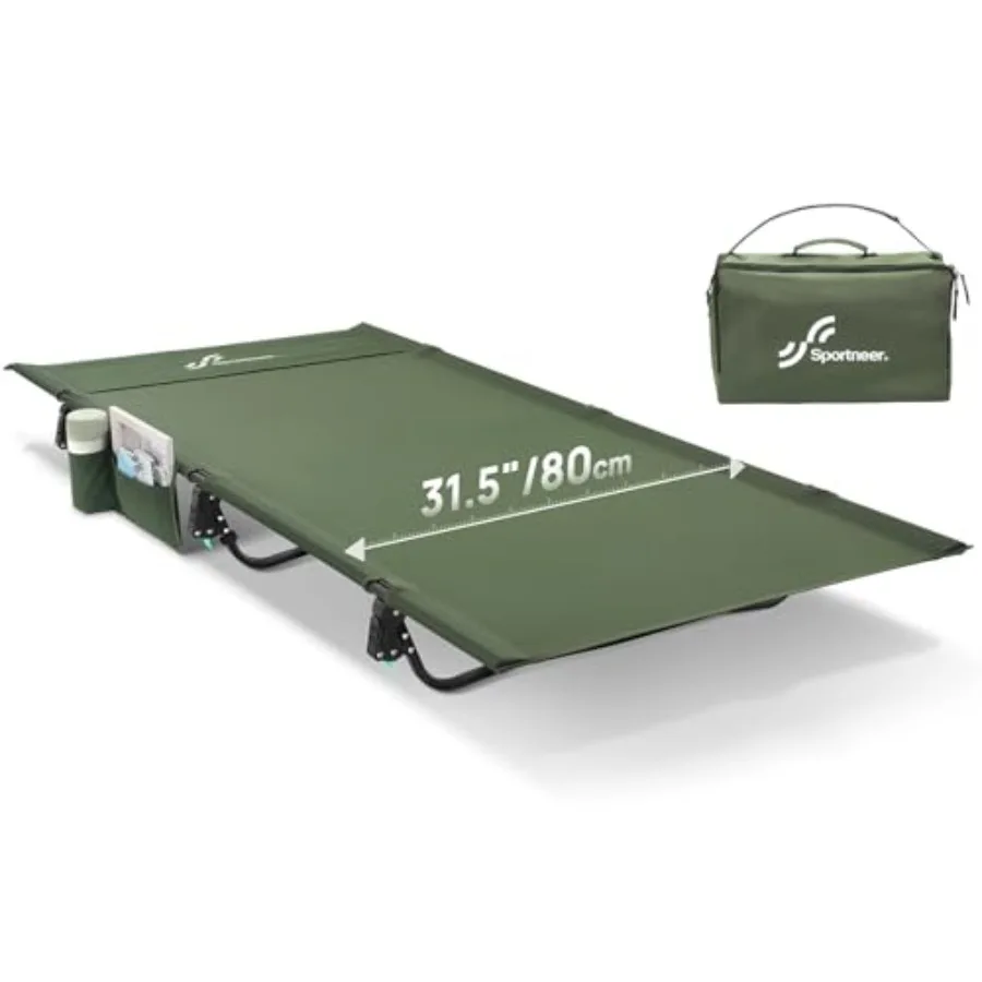 Camping Cot 31.5'' Extra Wide Army Green Compact Folding Cot with Side Pocket and Carry Bag Lightweight Portable Outdoor Bed fo
Camping Cot 31.5'' Extra Wide Army Green Compact Folding Cot with Side Pocket and Carry Bag Lightweight Portable Outdoor Bed fo