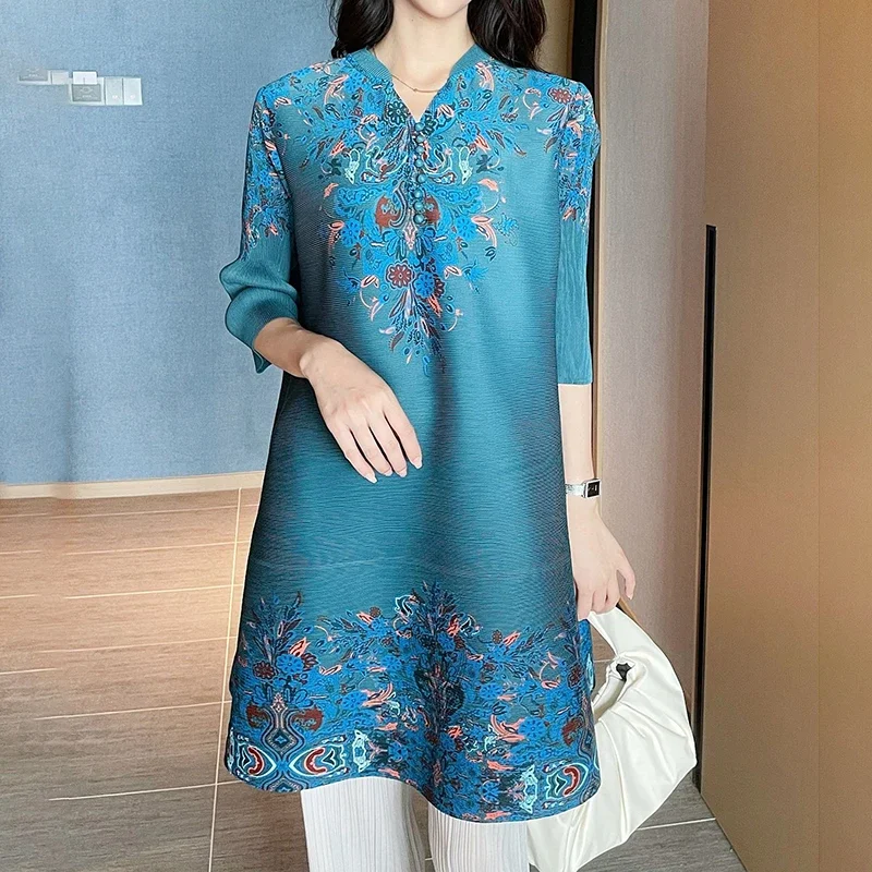 Vintage printed pleated dress for spring wear summer dresses for women 2023 Desire one piece Party dress
Vintage printed pleated dress for spring wear summer dresses for women 2023 Desire one piece Party dress