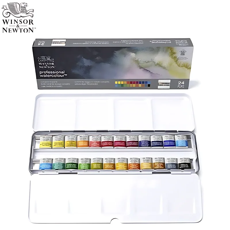 Winsor & Newton Professional Watercolor Paint in Metal Box 24 Half Pans High Grade Artist Quality and Reliability Pigment
Winsor & Newton Professional Watercolor Paint in Metal Box 24 Half Pans High Grade Artist Quality and Reliability Pigment