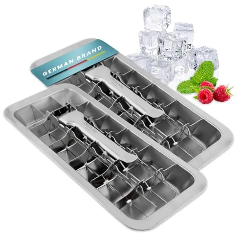 Stainless Steel Polished Set 2-Pack Ice Cube Tray for freezer Ice Cube Tray with Lever Insert for Easy Release Food-Safe and Du
Stainless Steel Polished Set 2-Pack Ice Cube Tray for freezer Ice Cube Tray with Lever Insert for Easy Release Food-Safe and Du