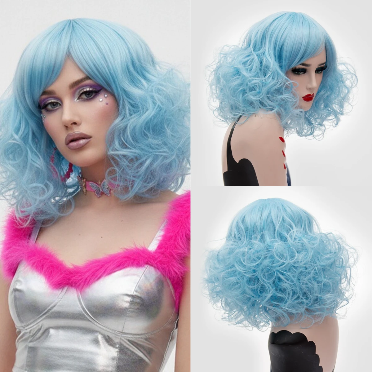 Light Blue Short Fluffy Curly Wig for Women With Side Bangs Synthetic Wig Heat Resistant Wig for Cosplay Halloween Party
Light Blue Short Fluffy Curly Wig for Women With Side Bangs Synthetic Wig Heat Resistant Wig for Cosplay Halloween Party