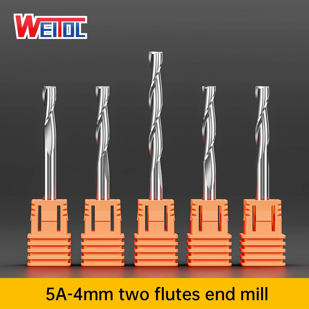 Weitol 5A 4 mm double edge milling cutter wood and acrylic cutting spiral cutter CNC engraving machine tool 2 flutes end mill
Weitol 5A 4 mm double edge milling cutter wood and acrylic cutting spiral cutter CNC engraving machine tool 2 flutes end mill