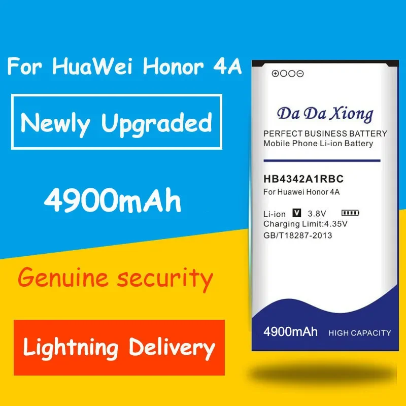 Newly Upgraded Safe And Durable 4900mAh HB4342A1RBC Battery For Huawei Honor 4A Honor4A SCL-TL00 Mobile Phone
Newly Upgraded Safe And Durable 4900mAh HB4342A1RBC Battery For Huawei Honor 4A Honor4A SCL-TL00 Mobile Phone