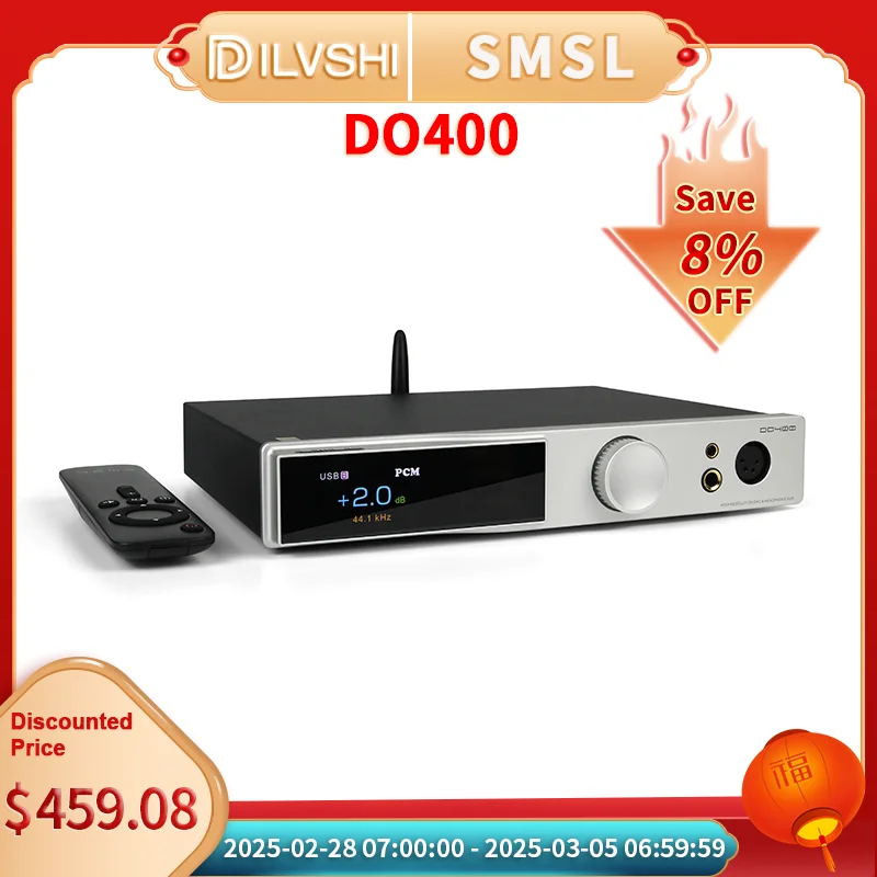 SMSL DO400 Hi-res Audio Decoder Headphone AMP ES9039MSPRO MQA-CD DAC Bluetooth 5.1 Headphone Amplifier XMOS XU-316 32bit 768kHz
SMSL DO400 Hi-res Audio Decoder Headphone AMP ES9039MSPRO MQA-CD DAC Bluetooth 5.1 Headphone Amplifier XMOS XU-316 32bit 768kHz