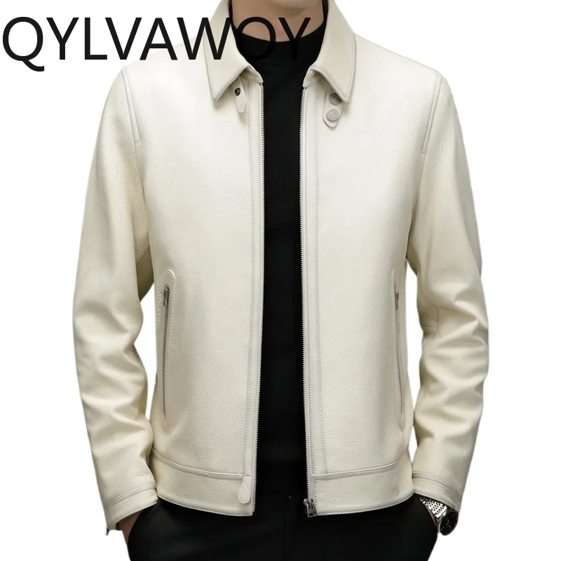 QYLVAWOY 100% Real Goatskin Leather Jacket Men 2026 High Quality Short Casual Leather Coat Fashion Lapel White Leather Jackets
QYLVAWOY 100% Real Goatskin Leather Jacket Men 2026 High Quality Short Casual Leather Coat Fashion Lapel White Leather Jackets