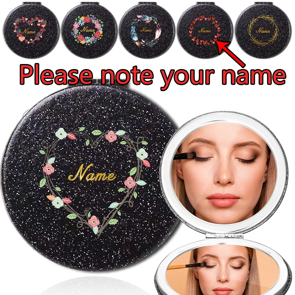 Customized Name Folding Glitter Makeup Mirror PU Double-Side Mirror Portable Hand Magnifying Mirror Travel Cosmetic Beauty Tool
Customized Name Folding Glitter Makeup Mirror PU Double-Side Mirror Portable Hand Magnifying Mirror Travel Cosmetic Beauty Tool