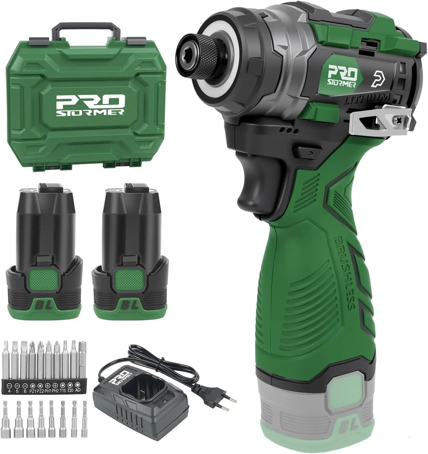 140Nm Brushless Impact Driver Kit, 3-Speed, 1/4" Hex Chuck, 18Pcs Bits, 1.5Ah Batteries & Charger
140Nm Brushless Impact Driver Kit, 3-Speed, 1/4" Hex Chuck, 18Pcs Bits, 1.5Ah Batteries & Charger