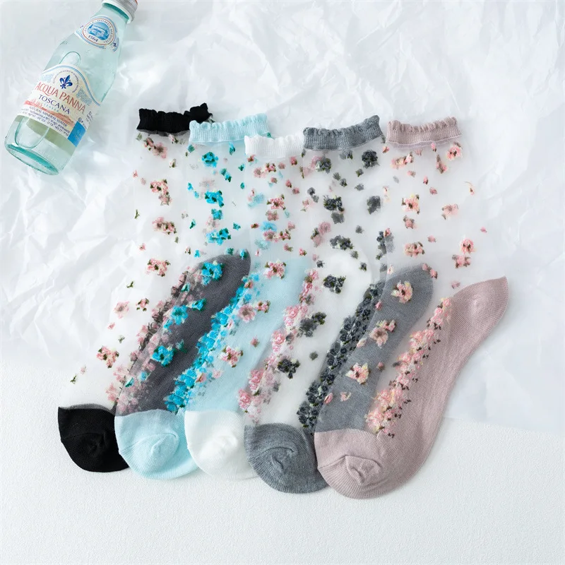 New Summer Fashion Woman Socks Summer Ultra-thin Transparent Flower Crystal Silk Socks Women Harajuku Vintage Lace Ruffle Socks
New Summer Fashion Woman Socks Summer Ultra-thin Transparent Flower Crystal Silk Socks Women Harajuku Vintage Lace Ruffle Socks