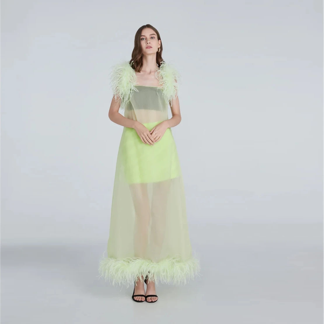 Sexy Fashion Elegant Women Dress Feathers See Thru Girl Long Casual Cocktail Evening Party Dresses Custom Made Free Shipping
Sexy Fashion Elegant Women Dress Feathers See Thru Girl Long Casual Cocktail Evening Party Dresses Custom Made Free Shipping