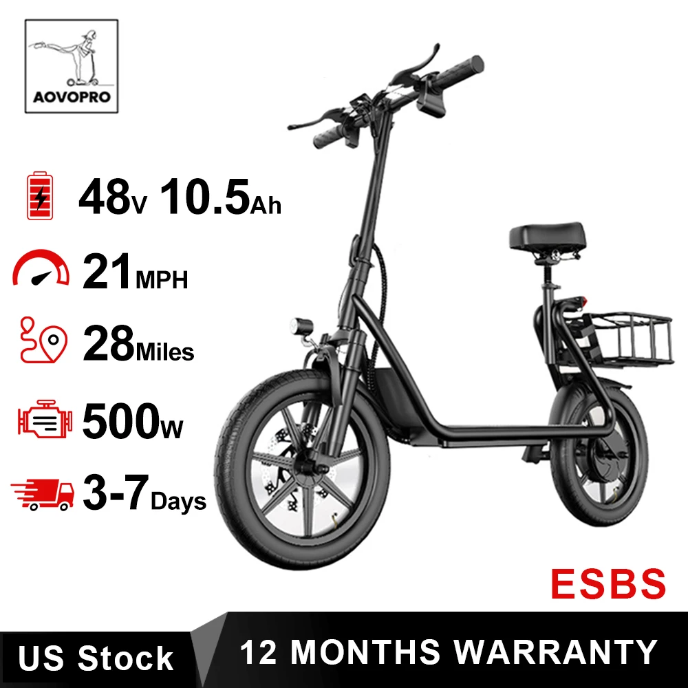 AOVOPRO 500W Electric Bicycle 10.4/22.5AH Battery 45-100KM Max Range 35KM/H Max Speed Shock Absorption Foldable Adult Ebike
AOVOPRO 500W Electric Bicycle 10.4/22.5AH Battery 45-100KM Max Range 35KM/H Max Speed Shock Absorption Foldable Adult Ebike