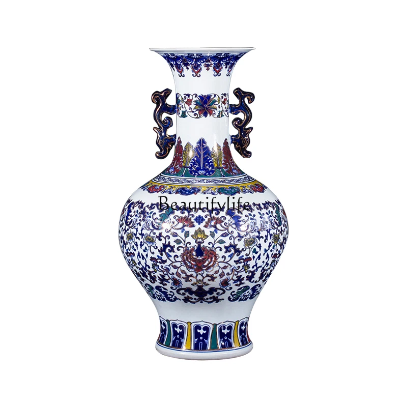 Ceramic hand-painted binaural blue and white tangled lotus vase living room TV cabinet decorative ornament
Ceramic hand-painted binaural blue and white tangled lotus vase living room TV cabinet decorative ornament