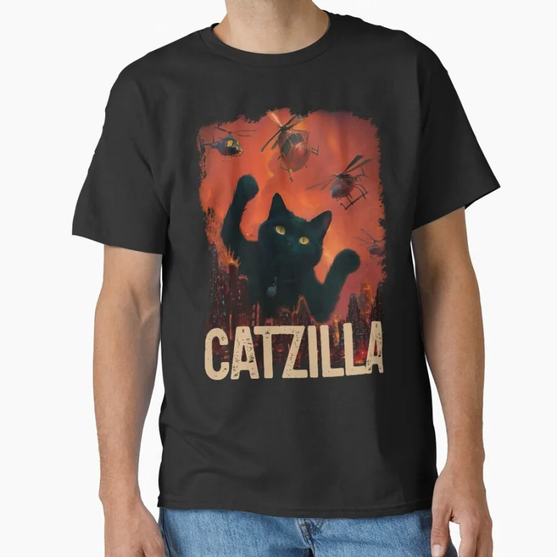 Винтажная футболка Catzilla Funny Black Cat Lovers King of the Meowsters 80-х годов, винтажная японская футболка с изображением монстра, аниме, подарочные топы больших размеров 
Винтажная футболка Catzilla Funny Black Cat Lovers King of the Meowsters 80-х годов, винтажная японская футболка с изображением монстра, аниме, подарочные топы больших размеров