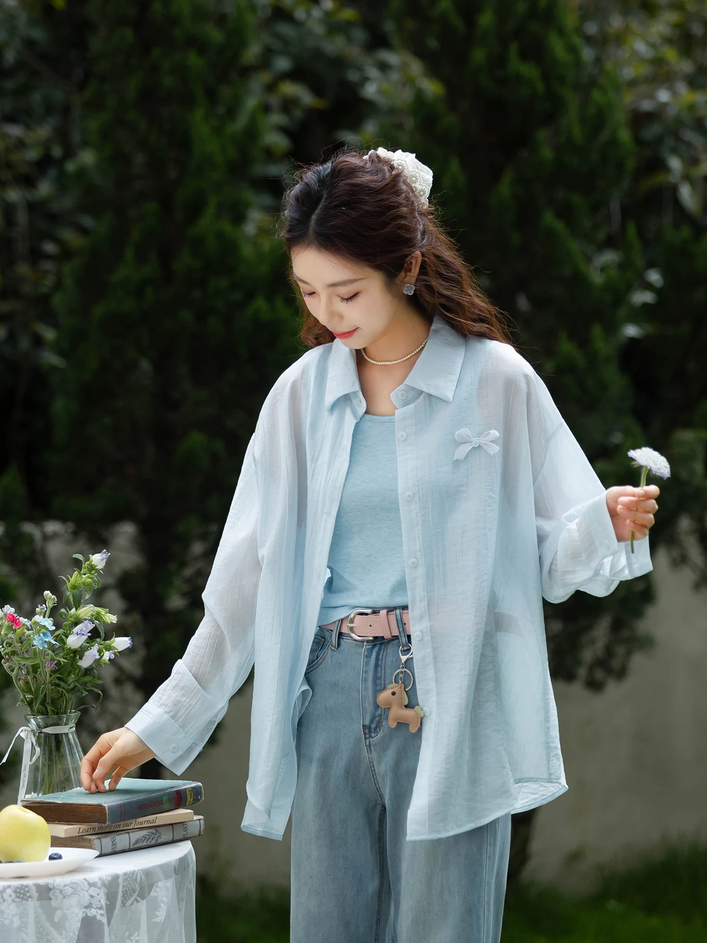 Blue Long Sleeve Shirt And Tank Top Two-Piece Set Women's Summer Thin Sun Protection Loose Fit Collar Polyester Fiber
Blue Long Sleeve Shirt And Tank Top Two-Piece Set Women's Summer Thin Sun Protection Loose Fit Collar Polyester Fiber