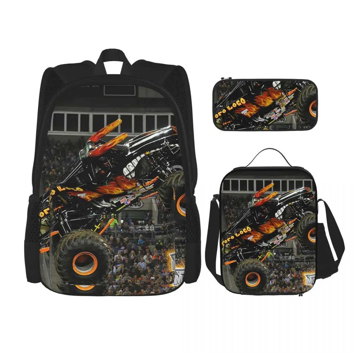 Classic Monster Jam Truck Pattern Backpacks Bookbag Children School Bags Kids Rucksack Lunch Bag Pen Bag Three-Piece Set
Classic Monster Jam Truck Pattern Backpacks Bookbag Children School Bags Kids Rucksack Lunch Bag Pen Bag Three-Piece Set