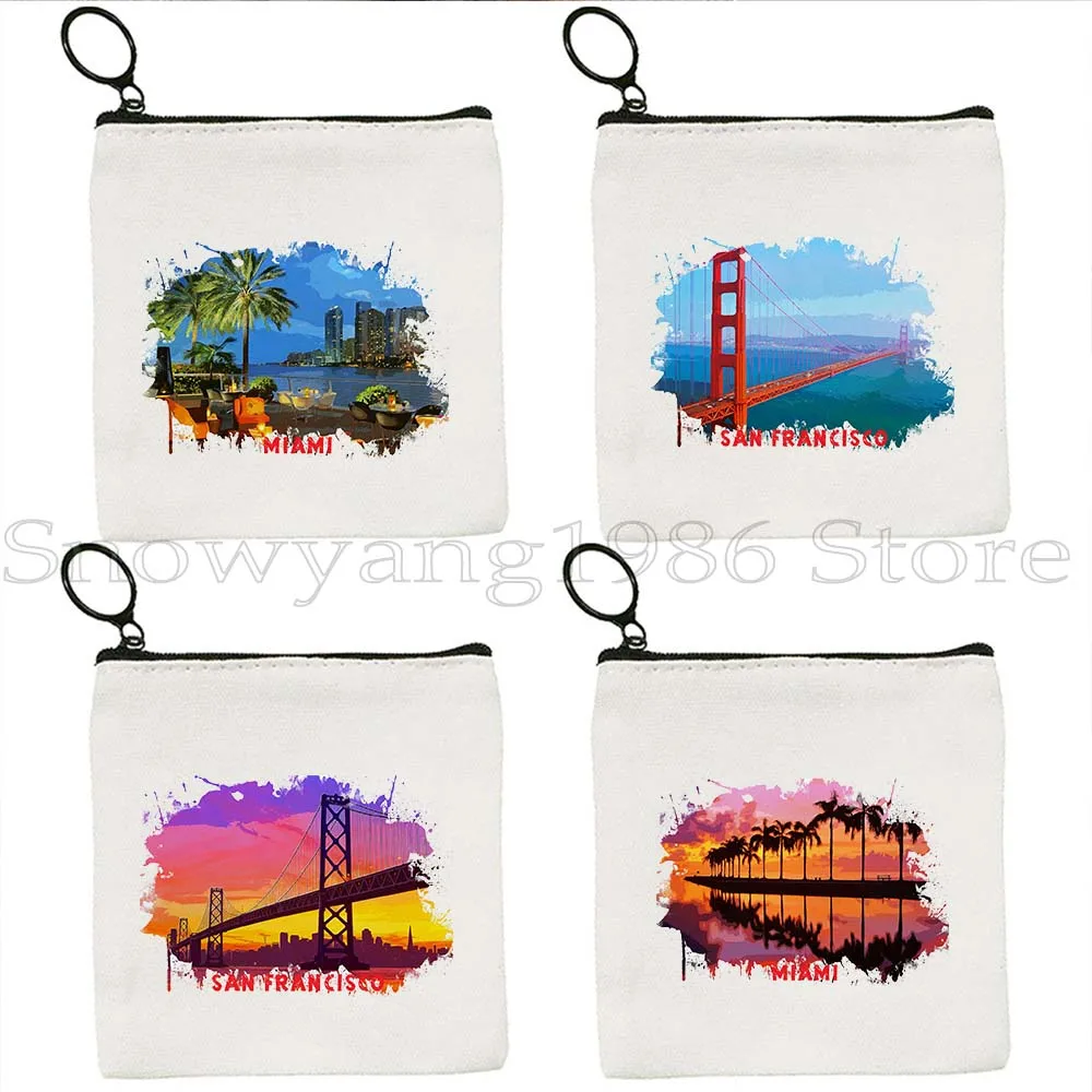 Miami Florida San Francisco Golden Gate Bridge Watercolor Ink Paintings Gifts Canvas Coin Purse Key Case Bag Wallet Zipper Pouch
Miami Florida San Francisco Golden Gate Bridge Watercolor Ink Paintings Gifts Canvas Coin Purse Key Case Bag Wallet Zipper Pouch