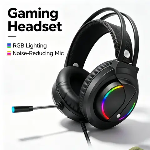 K1 RGB Over-Ear Gaming Headset Single USB 7.1/3.5 Interface for Desktop Computer Ideal for PUBG And Internet Cafes