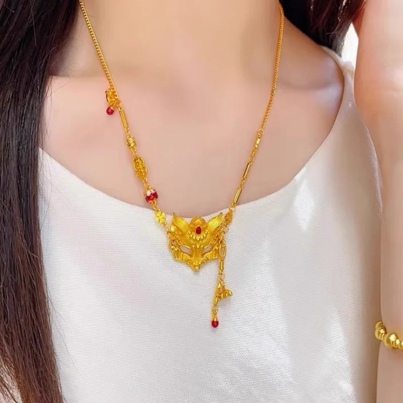 Popular AU999 Ancient Fox Necklace, Female Spirit Fox Mask Pendant, 3D Mask 24k Gold Lock Bone Chain, Gift to Girlfriend
Popular AU999 Ancient Fox Necklace, Female Spirit Fox Mask Pendant, 3D Mask 24k Gold Lock Bone Chain, Gift to Girlfriend