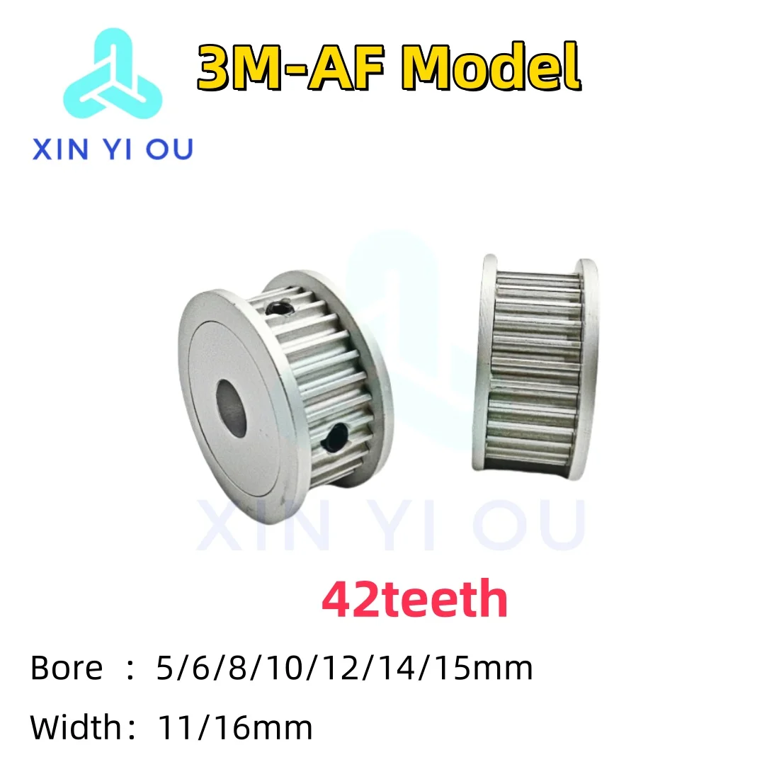 HTD 3M Timing Pulley 42teeth-AF Type Bore 5/6/8/10/12/14/15mm Belt Width11/16mm3M Synchronous Wheel
HTD 3M Timing Pulley 42teeth-AF Type Bore 5/6/8/10/12/14/15mm Belt Width11/16mm3M Synchronous Wheel