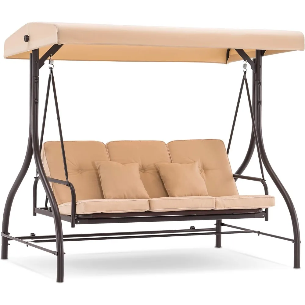 3-Seat Outdoor Patio Swing Chair, Adjustable Backrest and Canopy, Porch Swing Glider Chair, w/Cushions and Pillows
3-Seat Outdoor Patio Swing Chair, Adjustable Backrest and Canopy, Porch Swing Glider Chair, w/Cushions and Pillows