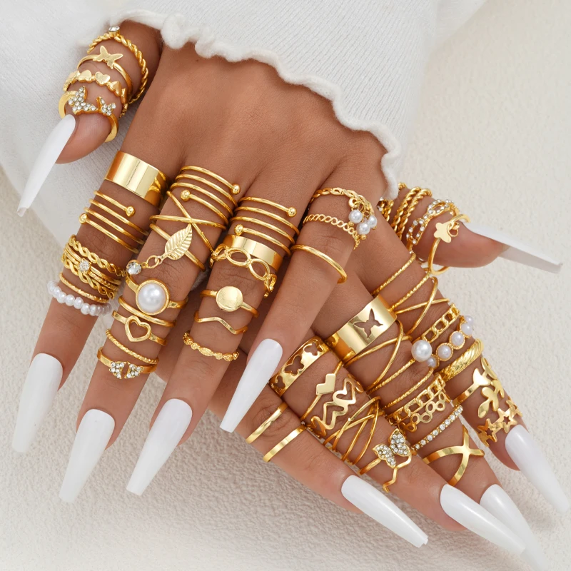 Gold Plated Metal Vintage Ring Set 58Pcs Heart Snake Butterfly Geometric Hollow Finger Jewelry Trendy Gift For Women Daily Party
Gold Plated Metal Vintage Ring Set 58Pcs Heart Snake Butterfly Geometric Hollow Finger Jewelry Trendy Gift For Women Daily Party