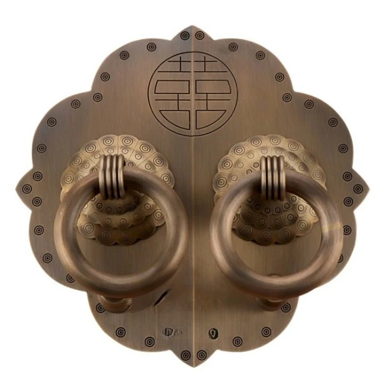 Solid wood door pure copper handle, Chinese antique thickened carved baseplate copper door ring
Solid wood door pure copper handle, Chinese antique thickened carved baseplate copper door ring