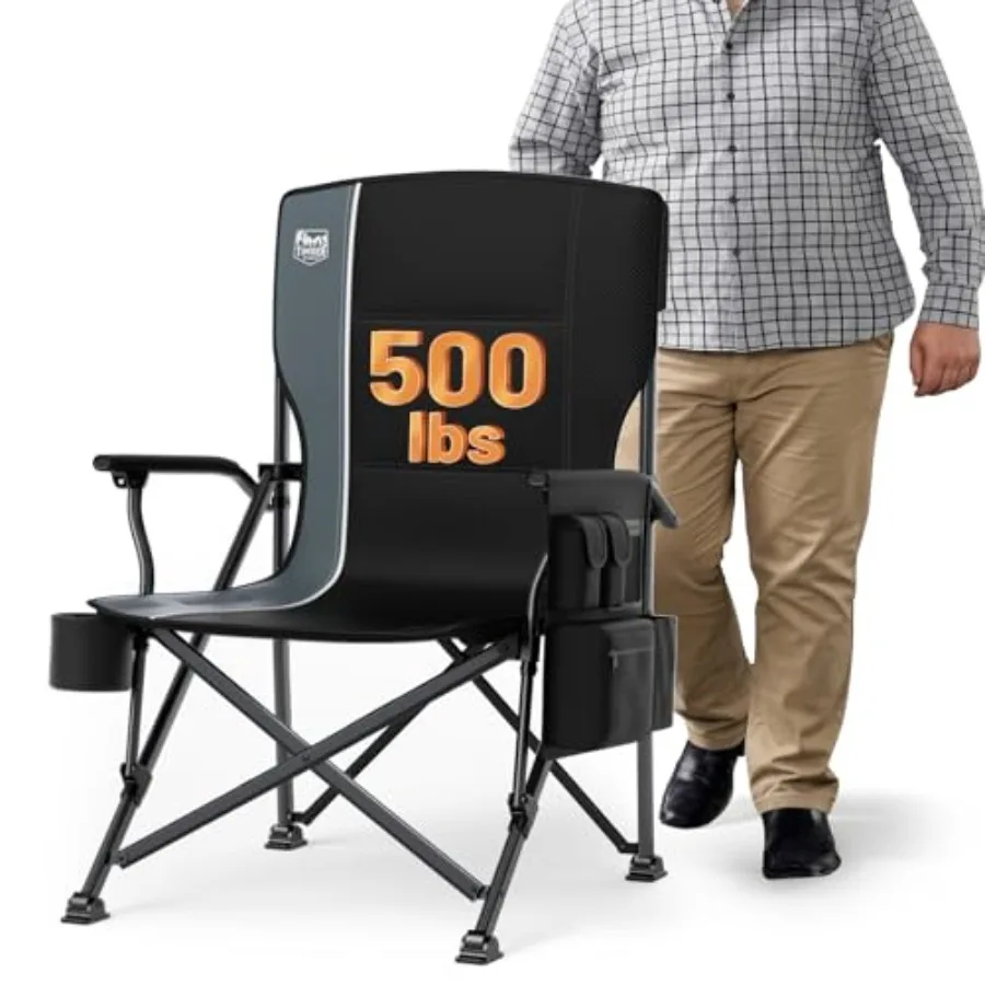 Oversized Folding Camping Chair for Outdoor Use, Steel Frame with Gray Fabric, High Back Support up to 500lbs, Includes Cup Hol
Oversized Folding Camping Chair for Outdoor Use, Steel Frame with Gray Fabric, High Back Support up to 500lbs, Includes Cup Hol